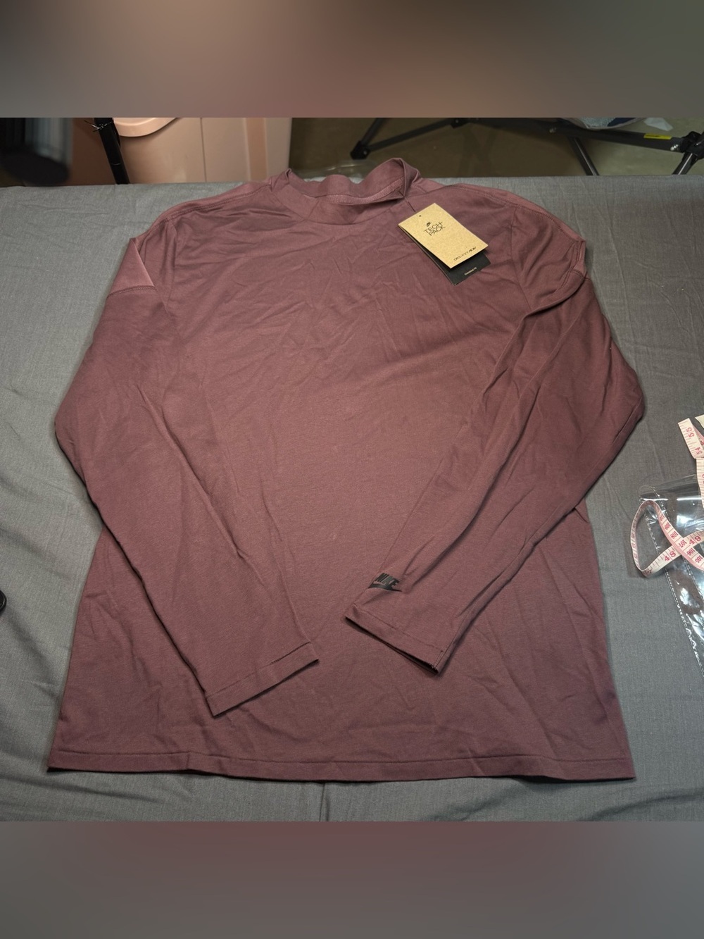 Nike Long-Sleeve Crew Top in Dusty Plum